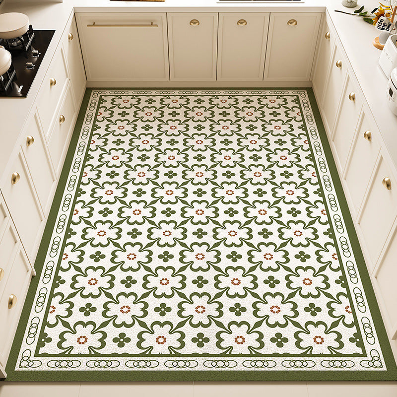 Floral Pattern Kitchen Rug
