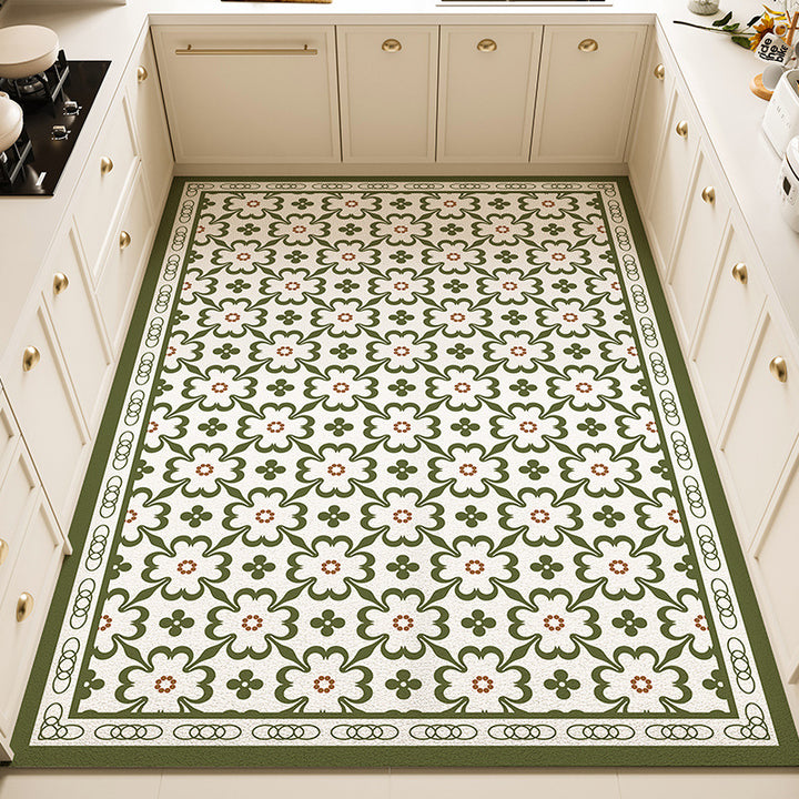Floral Pattern Kitchen Rug
