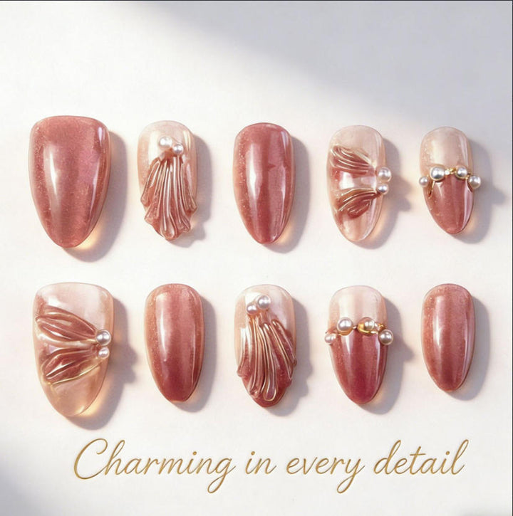 Acrylic nail set with elegant decorations Kalsten