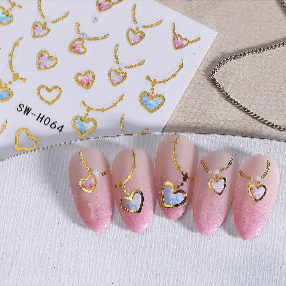 Heart-Shaped Nail Art Sticker Sheet