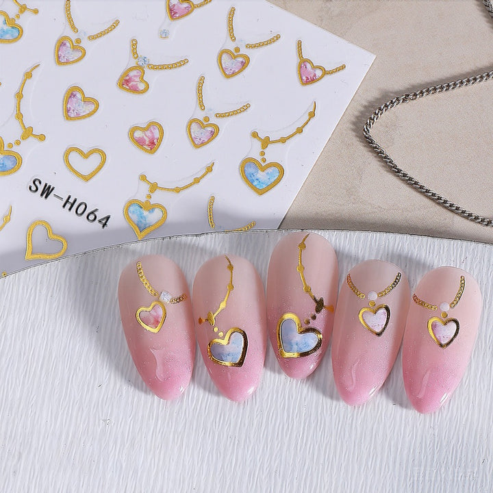 Heart-Shaped Nail Art Sticker Sheet