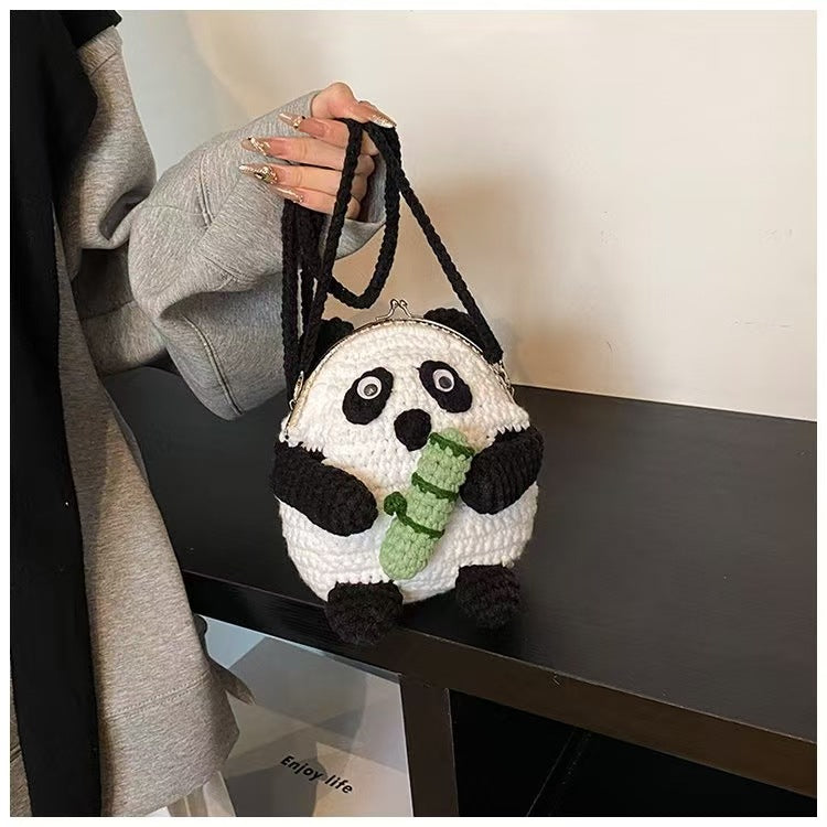 Cute Crochet Panda-Themed Crossbody