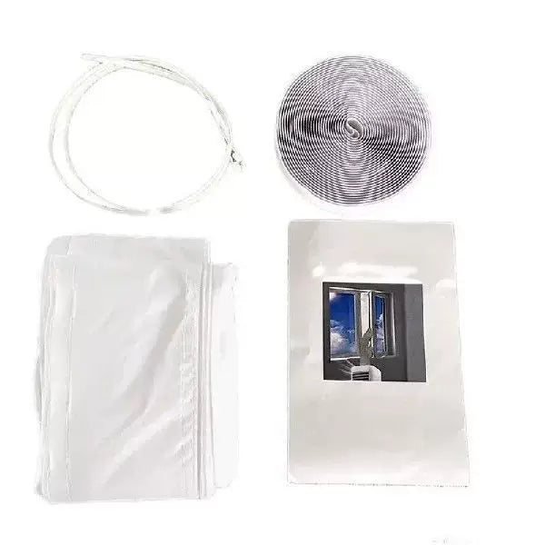 Unisex one size adjustable window ventilation adapter kit for portable air conditioners with zipper fabric panel and hook and loop tape Kalsten
