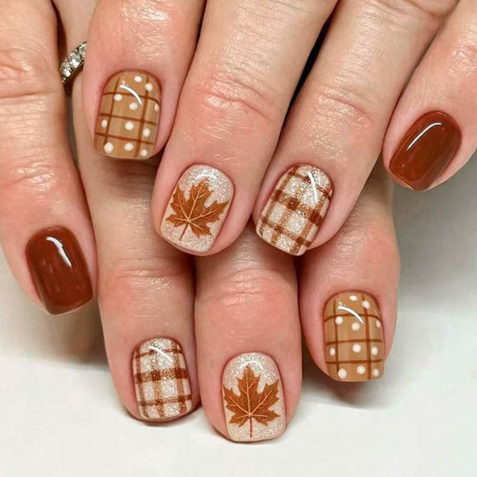 Seasonal Leaf Design Nail Art