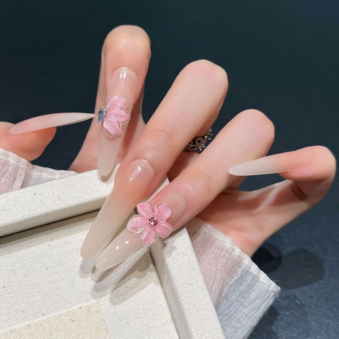Floral-Design Press-On Nail Extensions Kalsten
