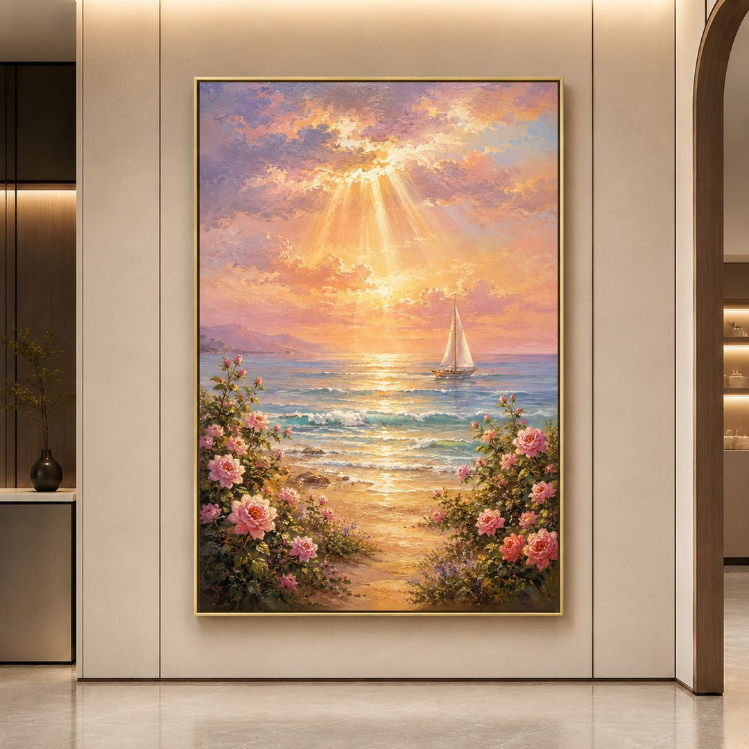 Coastal Wave Textured Canvas Artwork