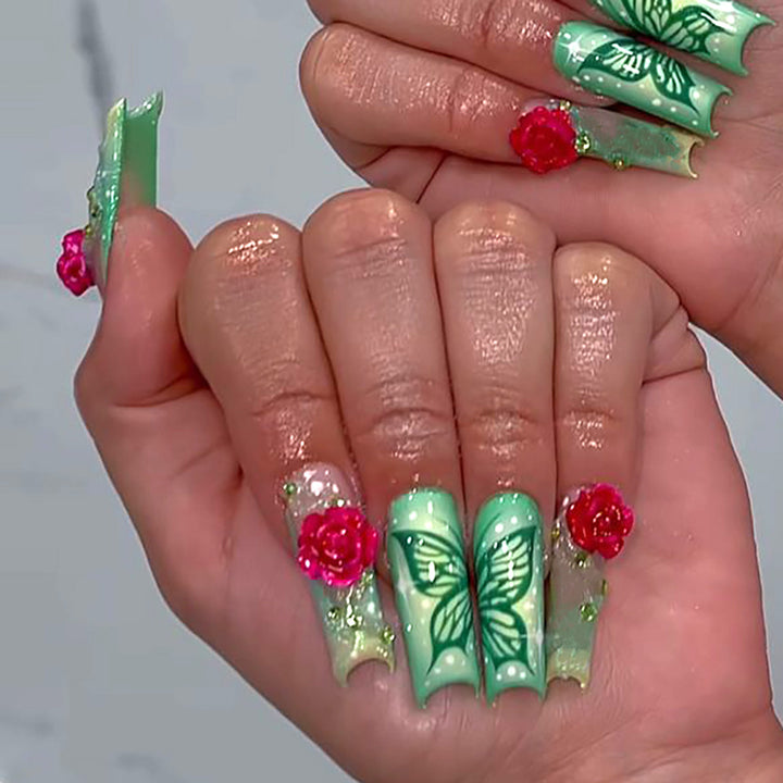 Decorative Floral Butterfly Press-On Nail Set Kalsten