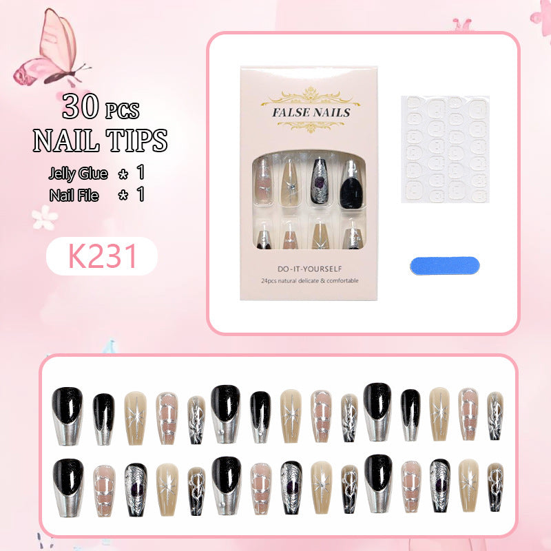 Artificial nail set with elegant glitter and design accents Kalsten