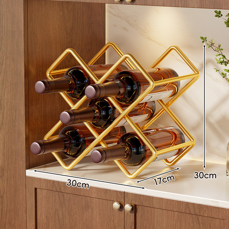 Metal Six-Bottle Diamond Countertop Wine Rack
