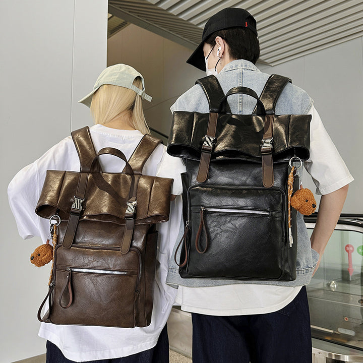 Roll-Top Leather Backpack