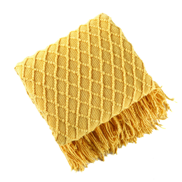 Cable Knit Fringe Throw Blanket Kalsten