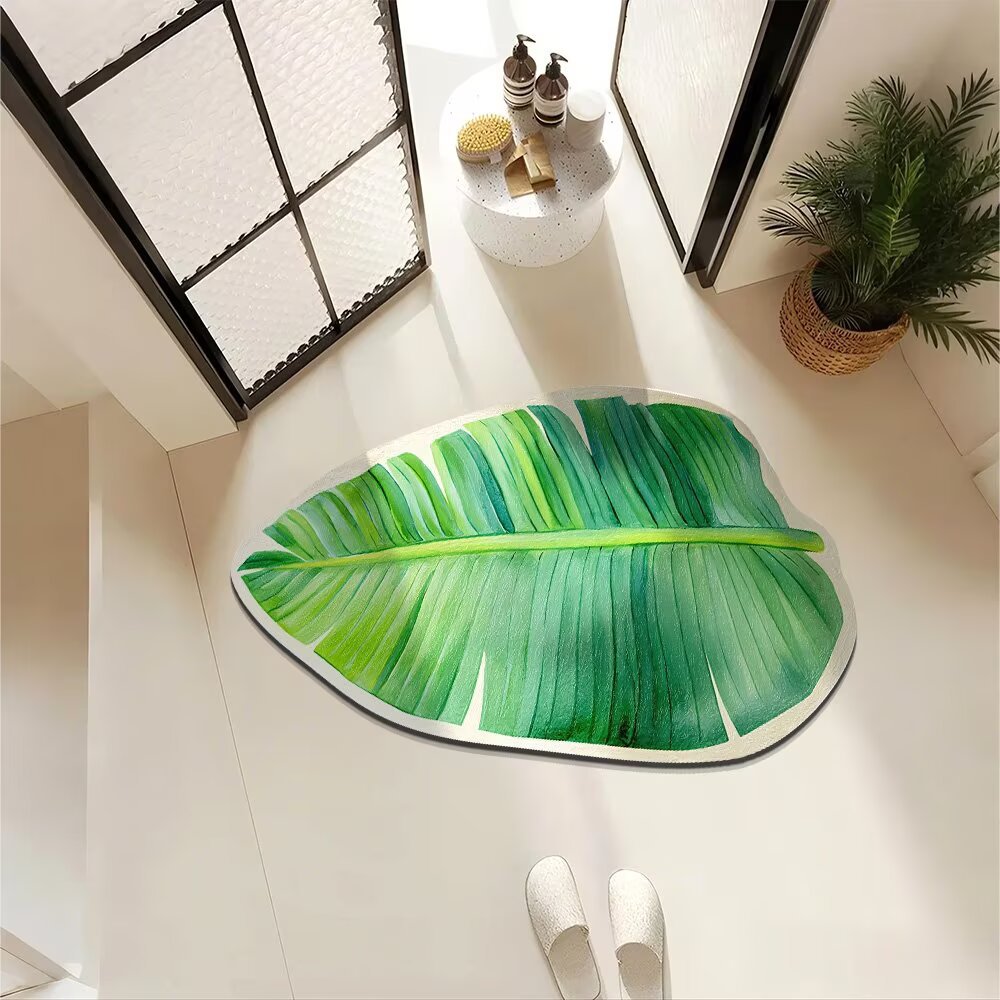 Artistic Leaf-Shaped Area Mat
