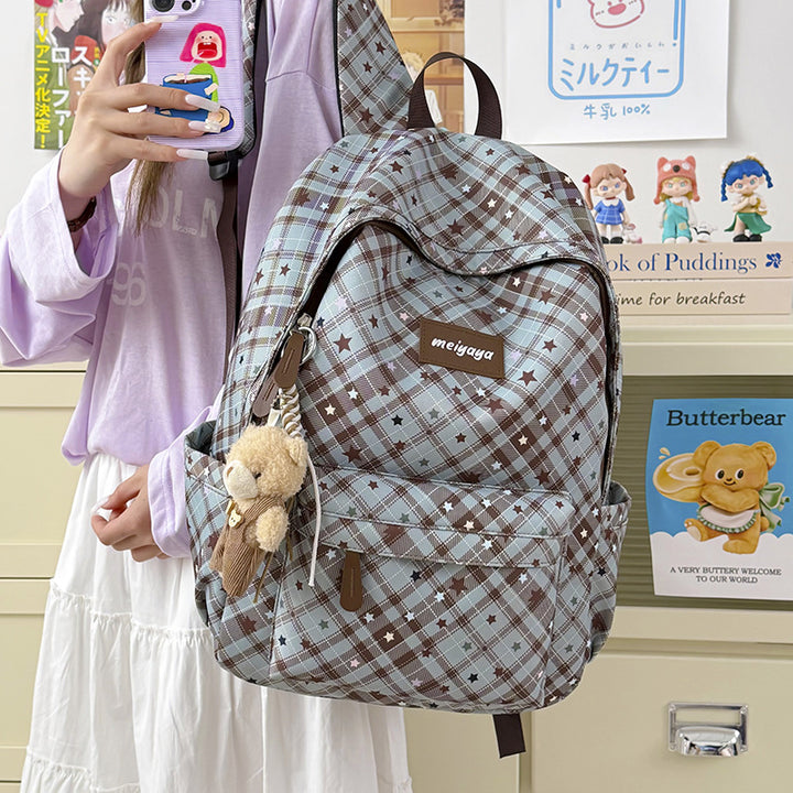 Stylish Lightweight Backpack with Cute Teddy Bear Keychain Kalsten