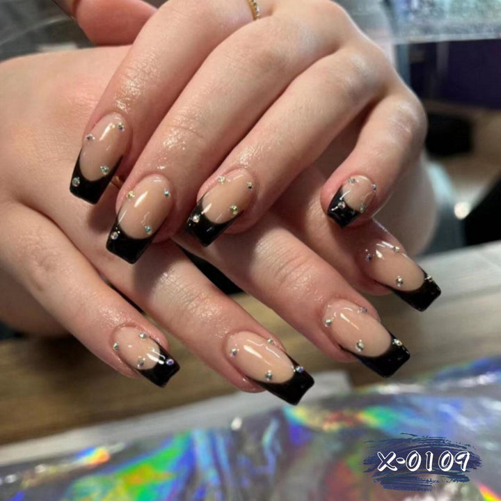 Elegant Nail Art Design Set with Rhinestone Accents