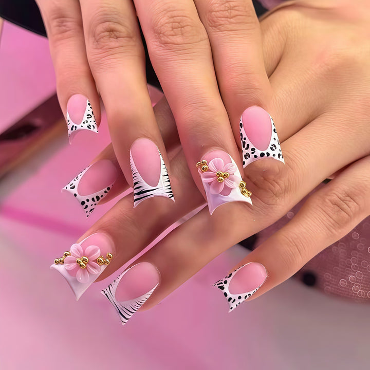 Decorative Floral Acrylic Nail Enhancements Kalsten
