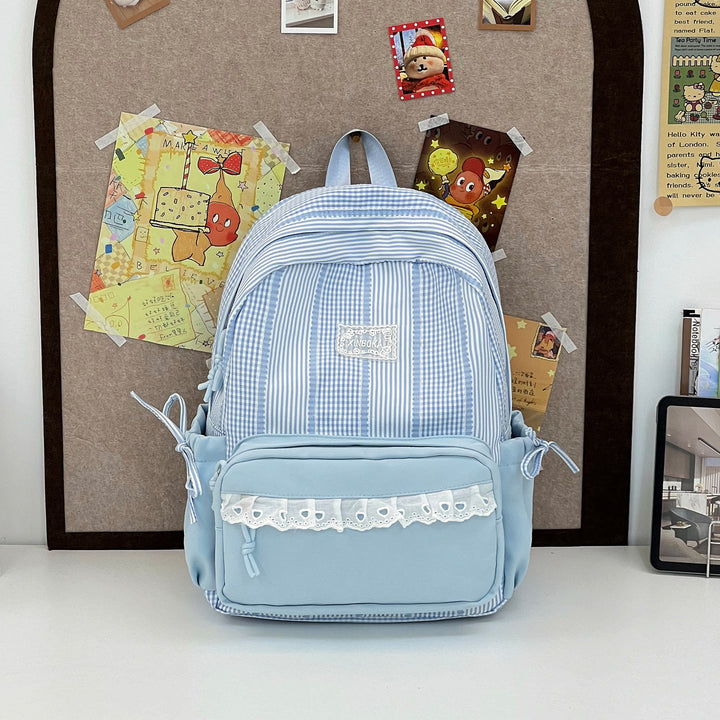 Stylish Striped Backpack with Decorative Accents Kalsten