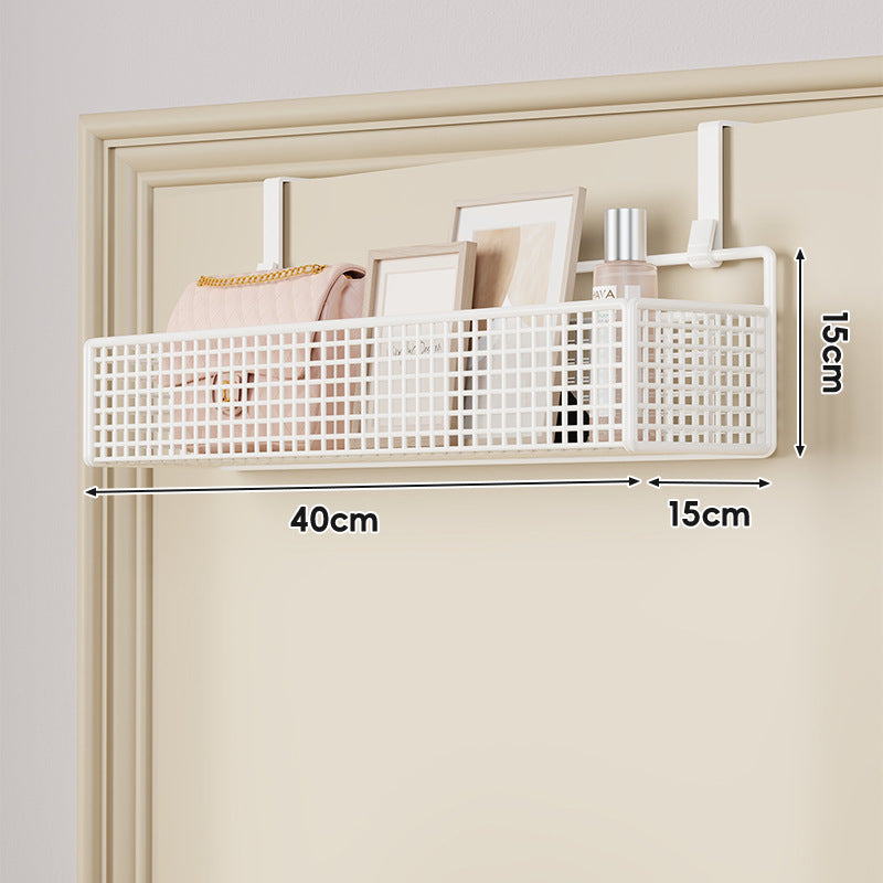 Over-Door Hanging Double-Tier Ventilated Mesh Storage Basket Organizer with Hooks