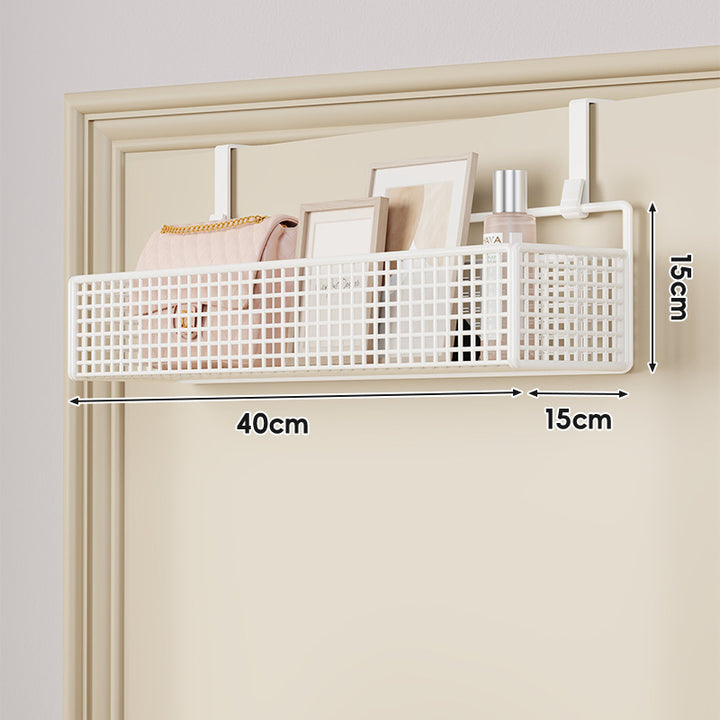 Over-Door Hanging Double-Tier Ventilated Mesh Storage Basket Organizer with Hooks