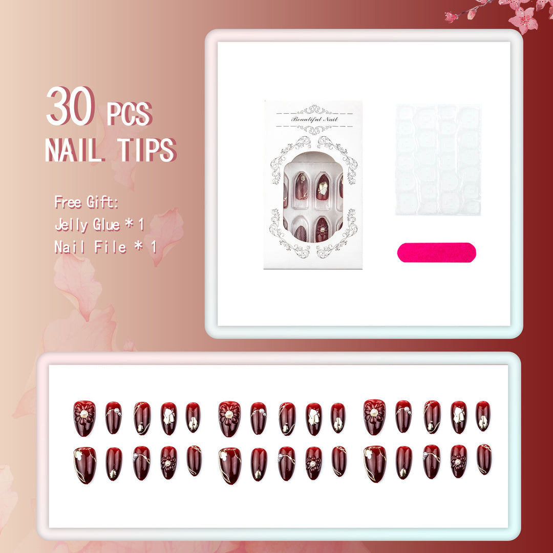 Luxurious Floral Embellished Press-On Nail Art Set