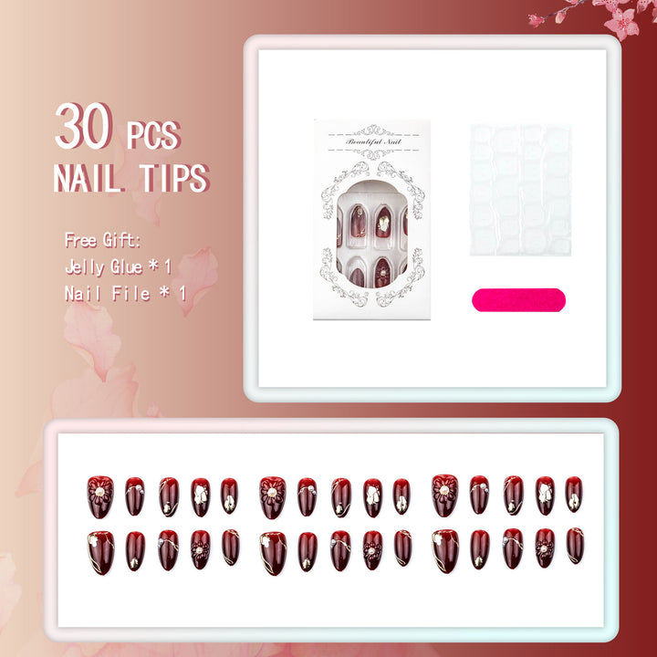 Luxurious Floral Embellished Press-On Nail Art Set