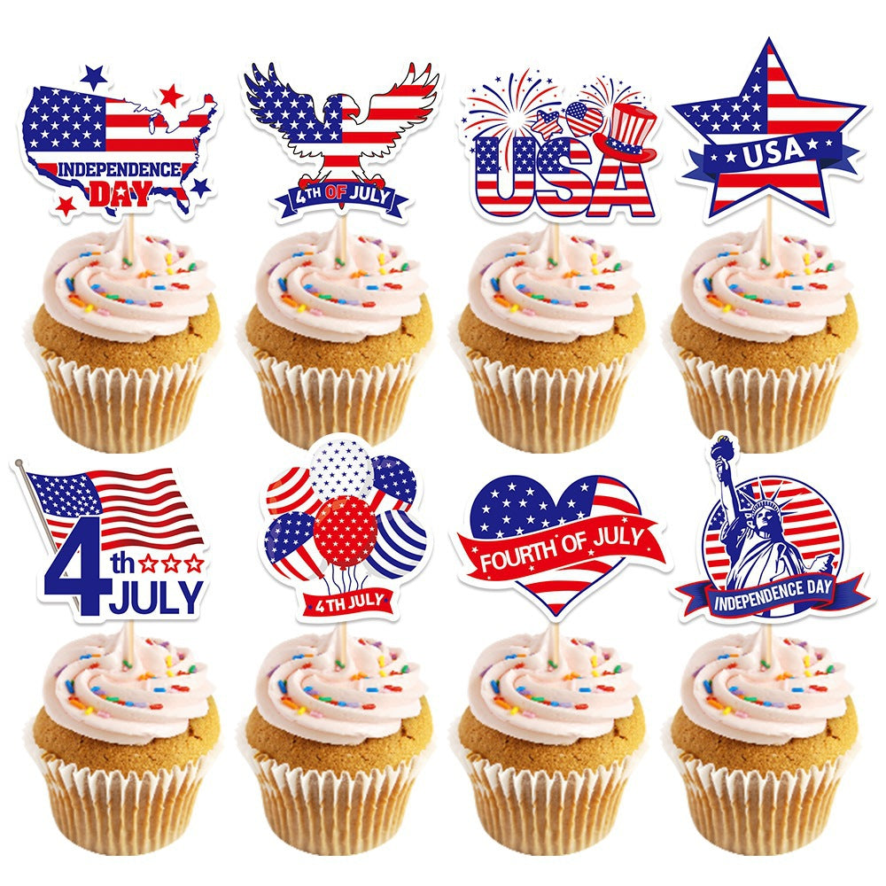 Unisex nan patriotic acrylic cake topper with US flag heart motif Kalsten