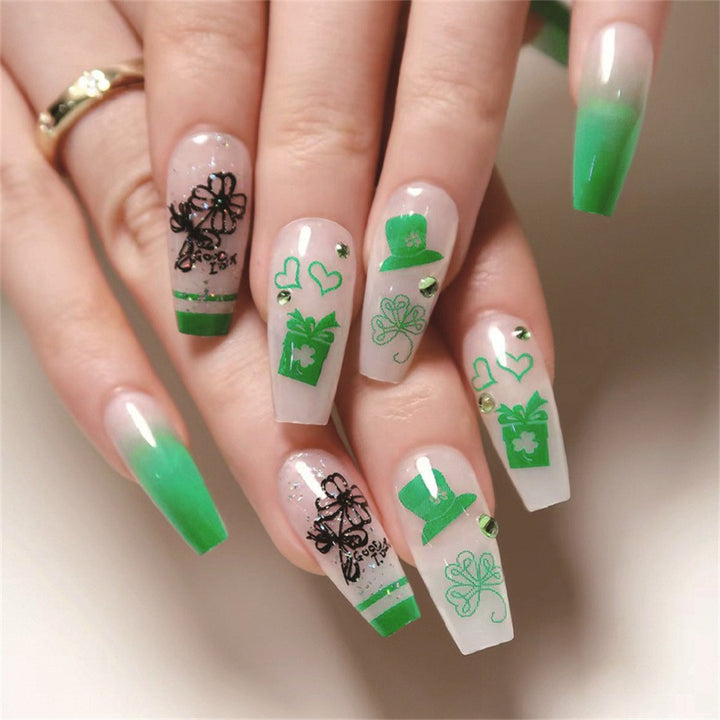 Artful Gel Nails with Elegant Floral Design and Glitter Accents Kalsten