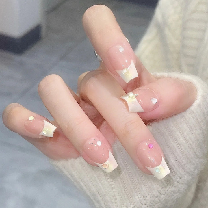 Elegant Long Press-On Nails Set with Artistic Tips Kalsten