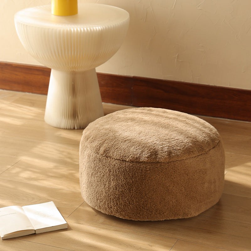 Round filled seat pouf made of cuddly teddy plush with a shape-stable core Kalsten