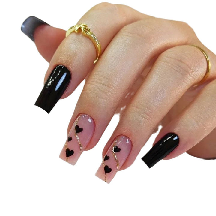 Glamorous Heart-Accent Nail Art Extensions