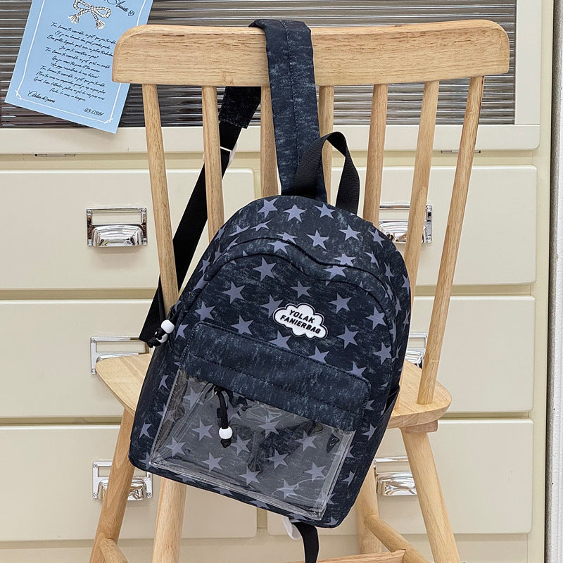 Transparent Window Star-Print Backpack Kalsten