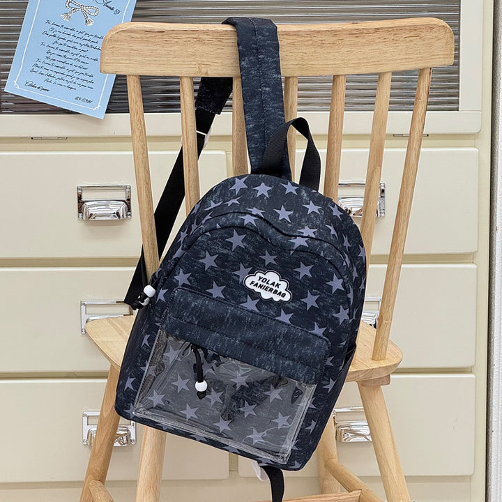 Transparent Window Star-Print Backpack Kalsten