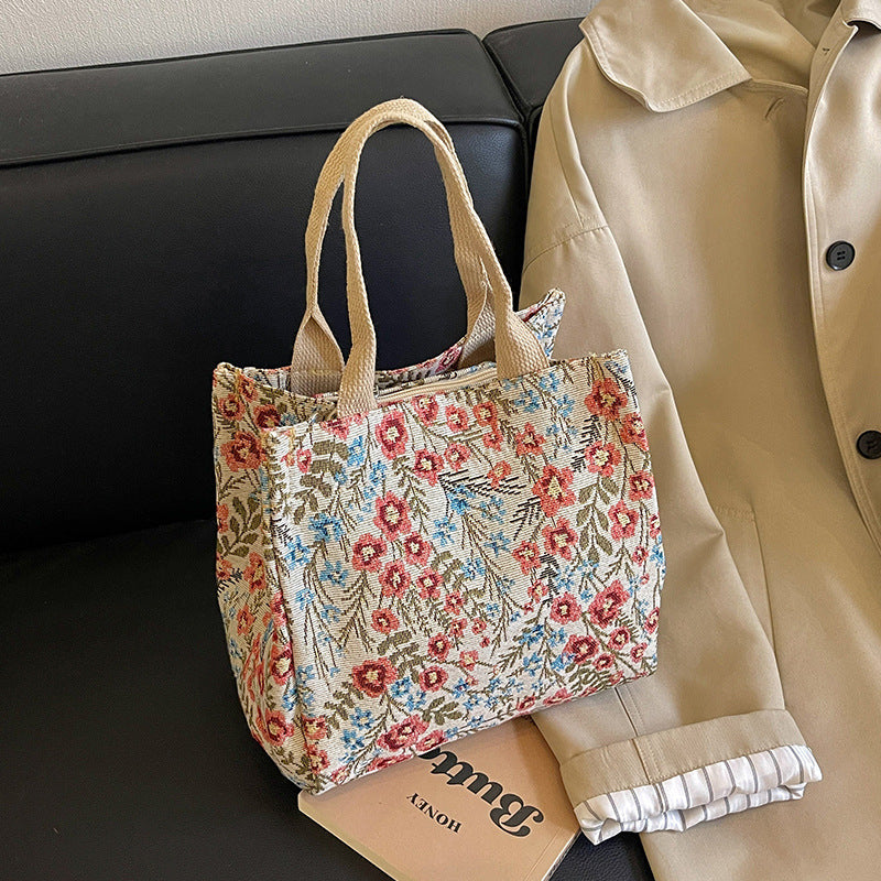 Floral Embroidered Canvas Tote Bag  1790617064