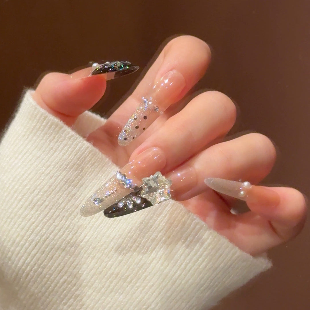 Decorative Press-On Nails with Gem Accents Kalsten
