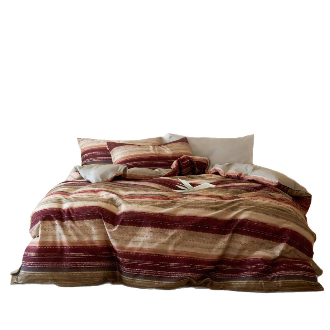 Luxurious bedding set made of jacquard satin with ruffles and floral pattern