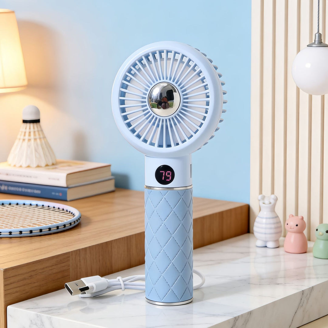 Portable Hand Fan with Digital Temperature Display and Comfortable Design Kalsten