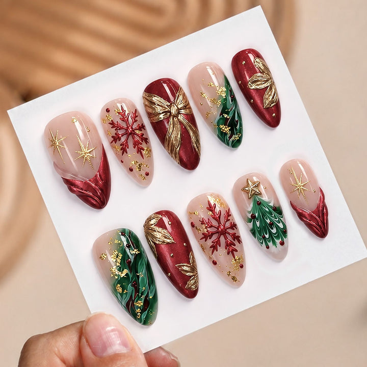 Artificial nail set with festive motifs Kalsten