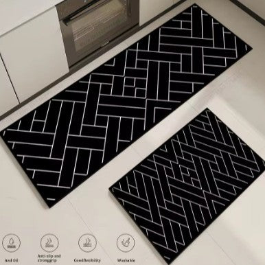 Marble-Pattern Kitchen Runner Mat Set Kalsten