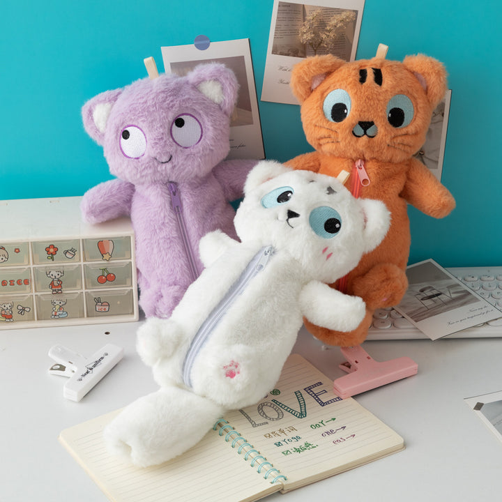 Cute Plush Cat-Themed Pencil Case Kalsten