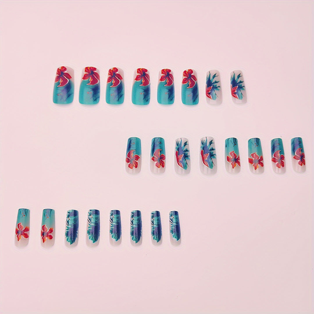 Creative Art Nails with Floral Hibiscus Design Kalsten