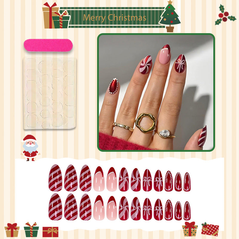Artificial nail set with festive Christmas motifs and glamorous decorations Kalsten