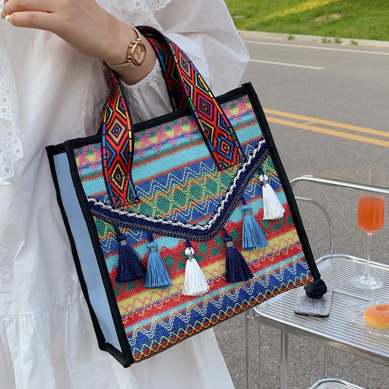 Artistic Embroidered Tote Bag