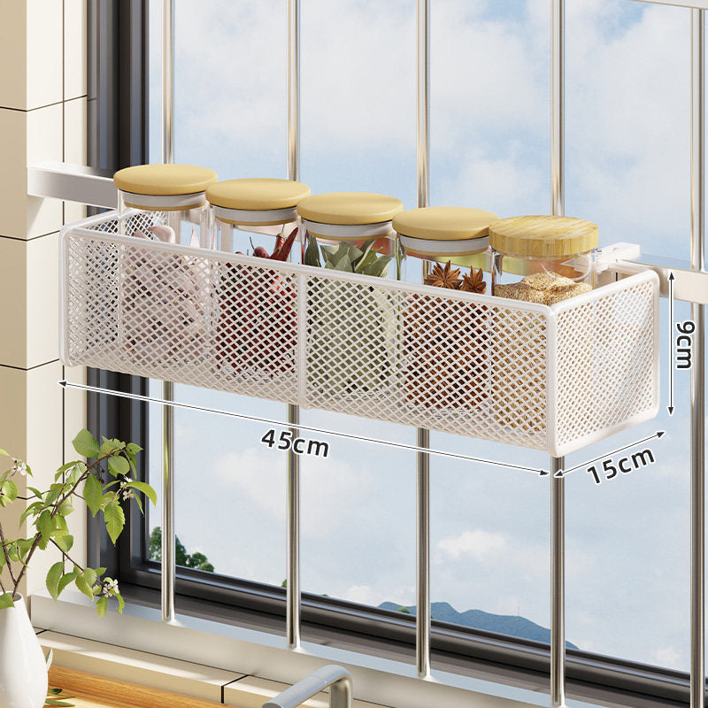 Window-Mounted Mesh Spice Rack and Bar Hanging Organizer
