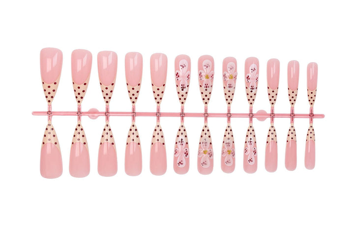 Art nail set with elegant flower and dot designs Kalsten