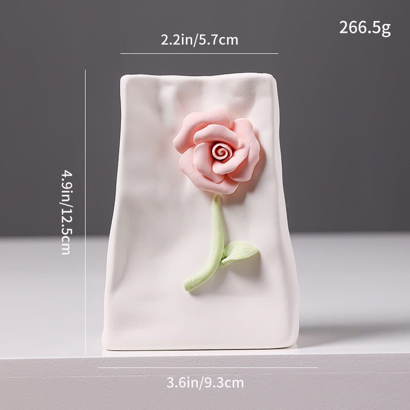 Decorative Floral Relief Ceramic Vase Kalsten