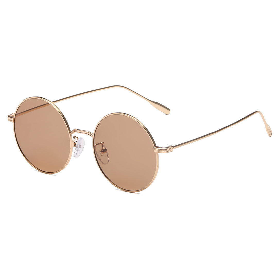 Women's round sunglasses with elegant metal frame and polarized lenses Kalsten