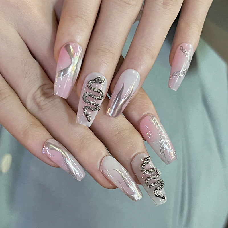 Artistic Nail Extensions with Snake Design Kalsten