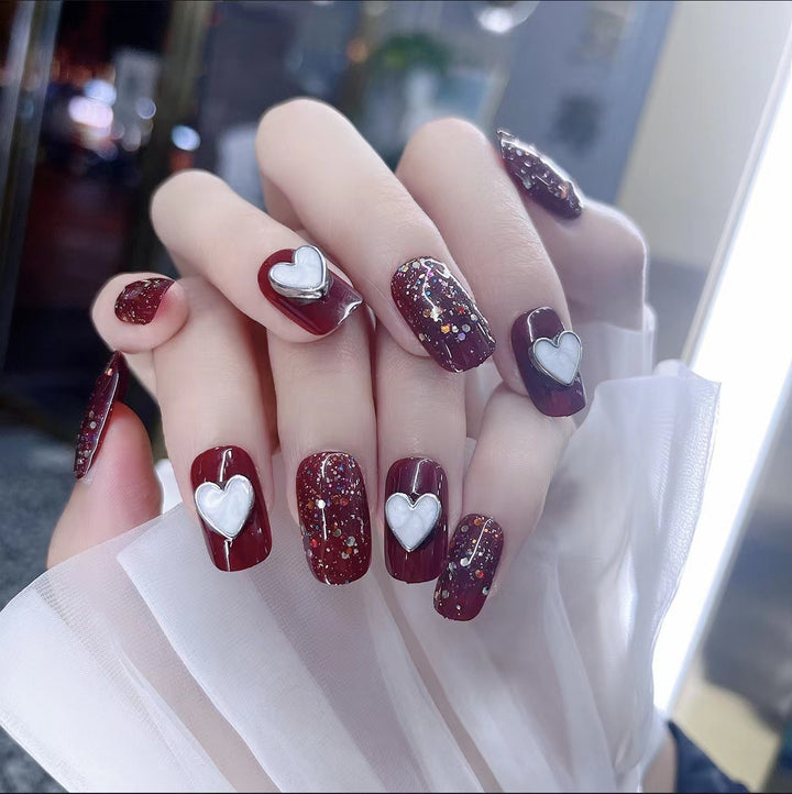 Glamorous Heart Design Press-On Nails Kalsten