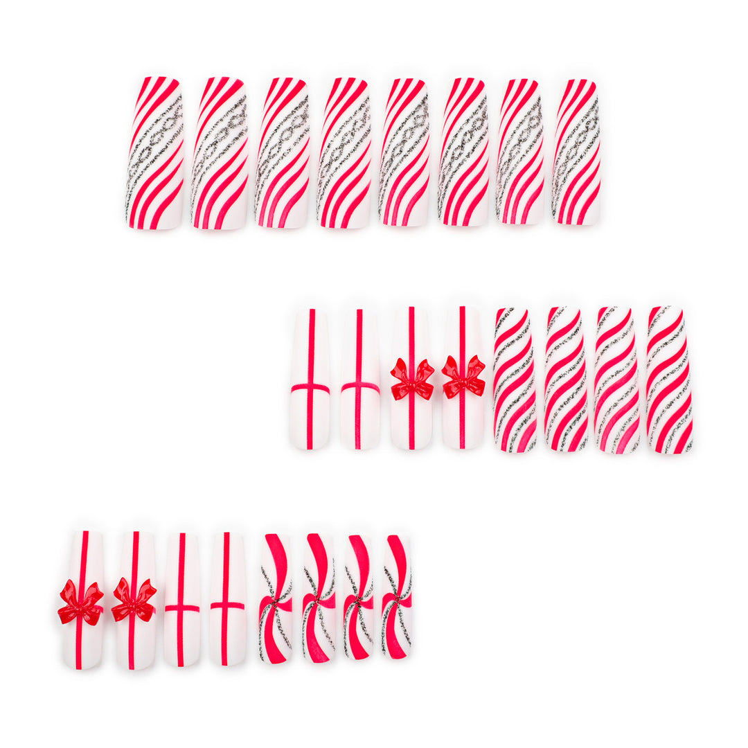 Artful Nail Art with Festive Bows and Christmas Motifs Kalsten