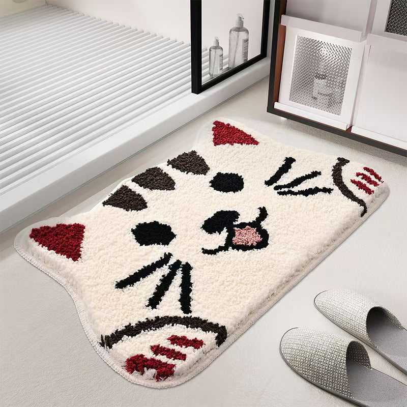 Cat Face Shaped Plush Bath Mat Kalsten