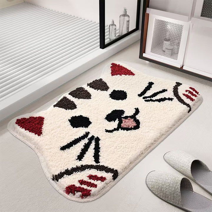 Cat Face Shaped Plush Bath Mat Kalsten